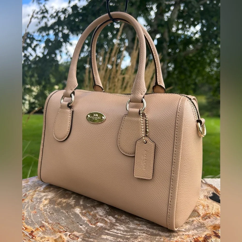Coach Mini Bennet Sand Crossgrain Leather Satchel F33329 EUC Like New